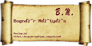 Bognár Mátyás névjegykártya