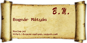 Bognár Mátyás névjegykártya