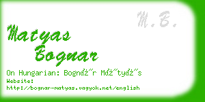 matyas bognar business card